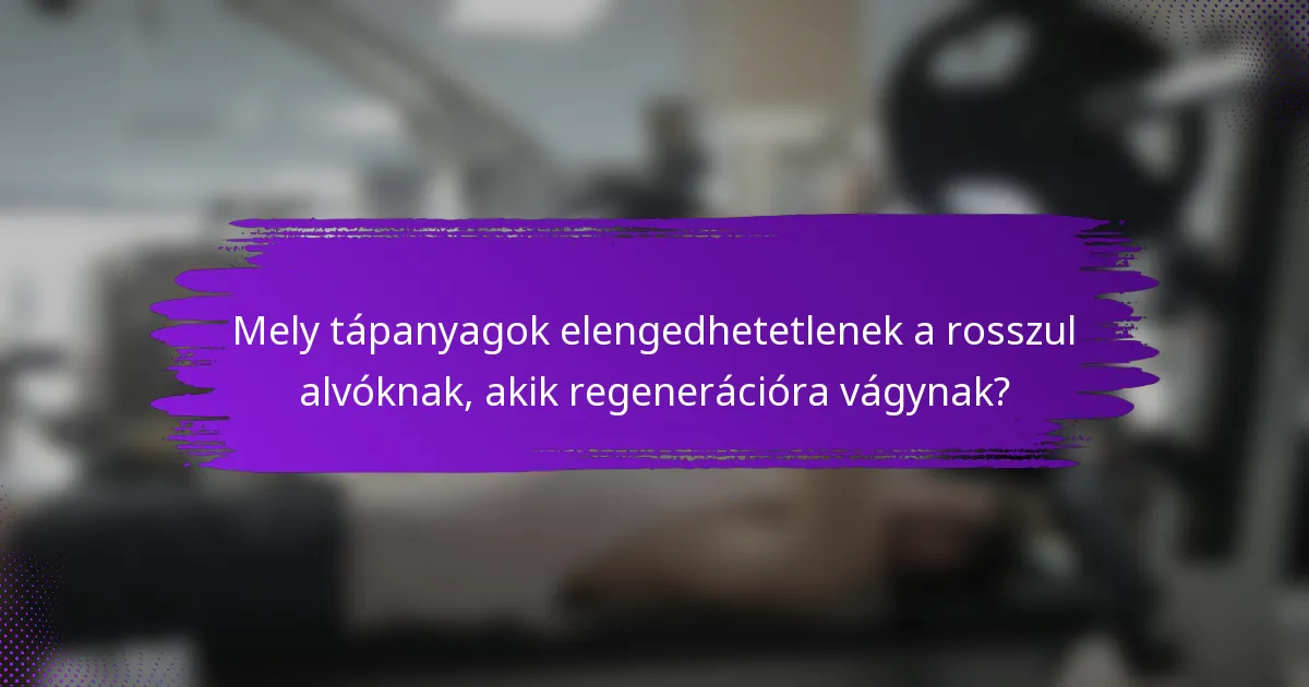 Mely tápanyagok elengedhetetlenek a rosszul alvóknak, akik regenerációra vágynak?