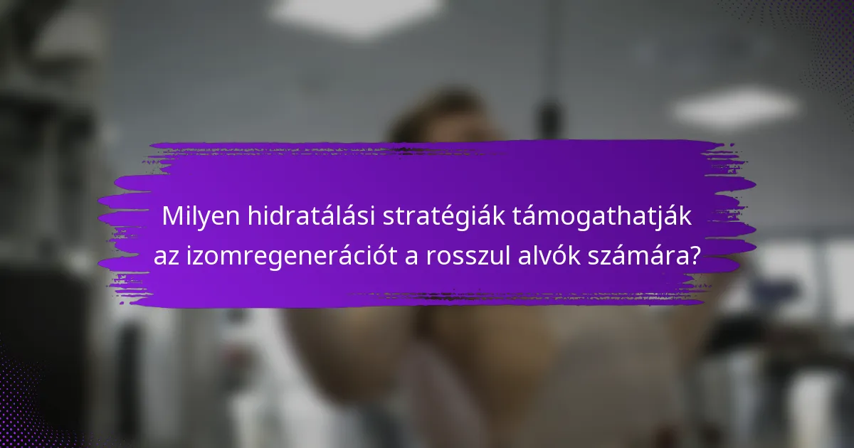 Milyen hidratálási stratégiák támogathatják az izomregenerációt a rosszul alvók számára?